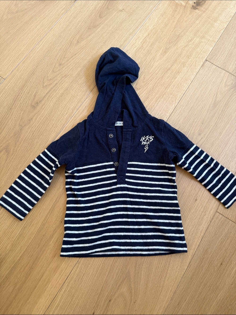 Ikks Navy & White Striped Hooded Pullover